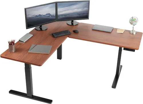 Vista 24 de VIVO DESK-KIT-3E8BO - Escritorio eléctrico de altura ajustable de 83 x 60 pulgadas para trabajar de pie, con 2 cubiertas sólidas de bambú, marco