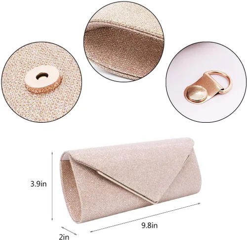 Vista 6 de Naimo Aleta deslumbrante bolso de embrague bolso de noche con cadena desmontable
