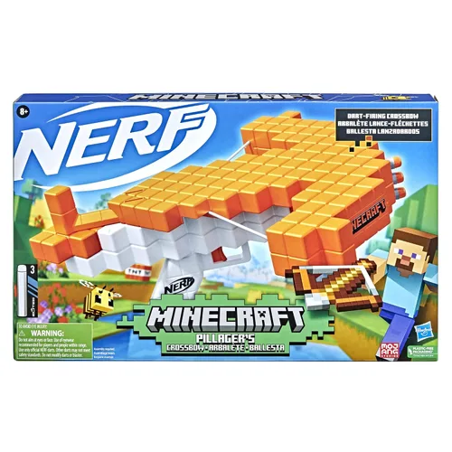 Vista 2 de Ballesta de dardos Nerf Minecraft Pillager, incluye 3 dardos Elite, acción real de ballesta, juguetes para niños y niñas de 8 años en adelante