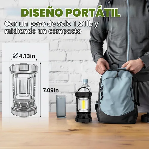 Vista 7 de Favourlite 3000LM - Linterna de camping con luz roja, recargable, color negro