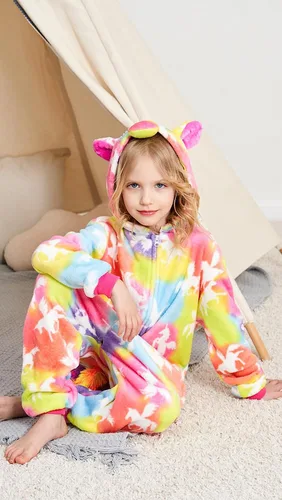 Vista 42 de Pijama de unicornio unisex para niños, enteritos para disfraz, Halloween