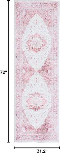 Vista 2 de SAFAVIEH Tucson Collection - Alfombra lavable de 2 pies 6 pies x 6 pies, color beige y al óxido, antideslizante y fácil de limpiar, ideal