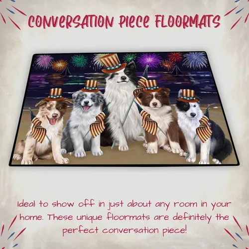 Vista 4 de Doggie of the Day Border Collie Dogs Floor Mat - 4th of July Independence Day - Best Dog Doormat - Protector Decor - Unique Portrait Art - Premium
