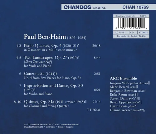 Vista 2 de Music in Exile Chamber Works By Ben-Haim