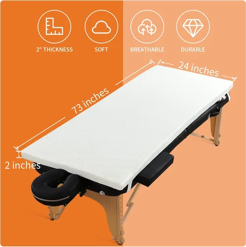 Vista 3 de HOMBYS Cubrecolchón de espuma viscoelástica con funda extraíble, cubrecolchón de mesa de masaje con bandas elásticas, solo cojín de cama