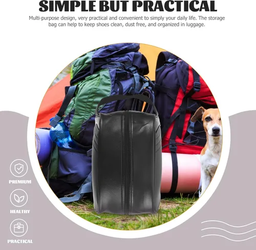 Vista 8 de BESPORTBLE Bolsa de zapatos impermeable con cremallera, organizador de viaje para zapatos deportivos, compacto y plegable para golf, ciclismo