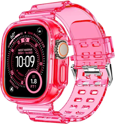 Vista 70 de DABAOZA - Correa transparente compatible con Apple Watch de 1.772 in y 1.732 in, con purpurina transparente Women Men,Glitter Bling TPU