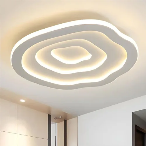 Vista 4 de Lámpara de techo acrílica ondulada Simplicity LED de montaje empotrado, lámpara de techo estilo simple Art Deco para sala de estar, comedor Luz
