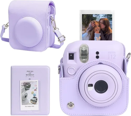 Vista 14 de CAIYOULE Camera Case for Fujifilm Instax Mini 12 Instant Film Camera Blossom rosado