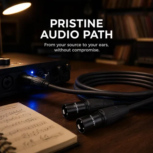 Vista 2 de NANYI XLR cable de micrófono macho a macho, cable de conexión de 3 pines, 1.6 pies 3-pin XLR male to male patch cable; 1.6ft; 25AWG OFC; copper