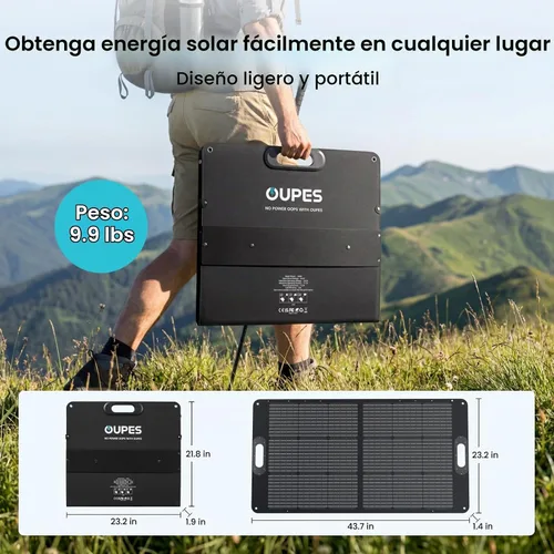 Vista 5 de OUPES 100W Portable Solar Panel, Solar Charger for Portable Power Stations