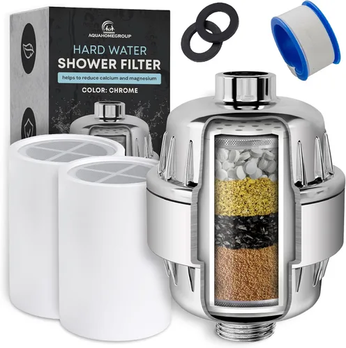 Vista 8 de AquaHomeGroup Filtro de ducha para agua libre de cloro (incluye 2 cartuchos) – Elimina impurezas y olores para agua más limpia y fresca – Filtros