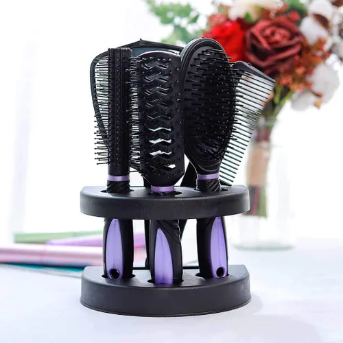 Vista 5 de Juego de 5 peines de pelo profesionales para salón de belleza, juego de brochas de peluquería para peluquería, espejo y soporte, kit de peine