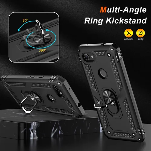 Vista 4 de LUMARKE para Google Pixel 3A XL - Funda con protector de pantalla, funda protectora grado militar probada contra caídas de 16 pies con soporte