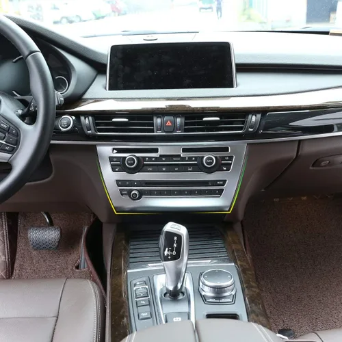 Vista 9 de ABS consola central de coche aire acondicionado volumen perilla Cotrol panel marco ajuste para BMW X5 F15 2014-2018 (fibra de carbono)