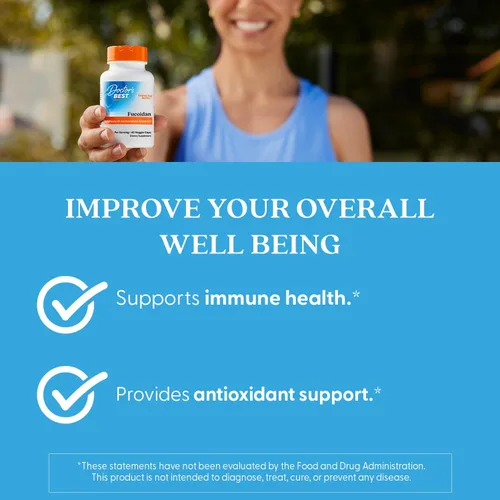 Vista 6 de Doctor's Best Suplemento Fucoidan para hombres y mujeres, cápsulas de extracto de fucoidan de algas marinas, salud inmunitaria y apoyo antioxidante