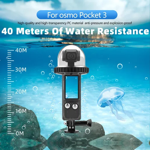 Vista 2 de 40M (131ft) Osmo Pocket 3 carcasa de buceo subacuático Carcasa protectora para DJI Osmo Pocket 3 Accesorios impermeables-Negro