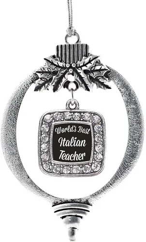Vista 38 de Inspired Silver - Bon Voyage Cruise Ship Charm Ornamento – Adornos navideños cuadrados de plata con joyas de circonita cúbica