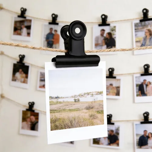 Vista 2 de Paquete de 20 clips de acero pulido de 2 pulgadas, clips de metal para carpeta de bulldog, abrazaderas grandes para bolsas de alimentos, fotos, Negro