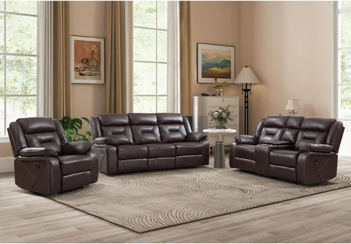 Vista 11 de Sofá reclinable manual de cuero sintético, sofá reclinable de 3 plazas, sofá cama para sala de estar, muebles, sala de reuniones, marrón oscuro