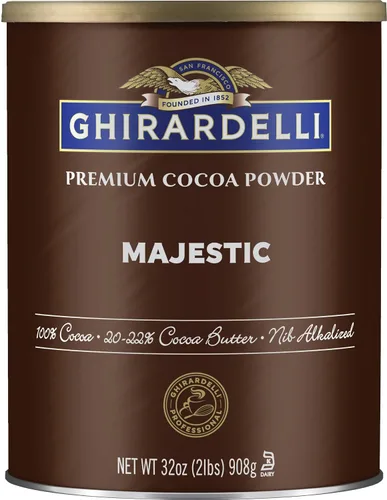 Vista 4 de Ghirardelli Majestic - Cacao en polvo premium, lata de 2 libras con cuchara de barista estampada Ghirardelli