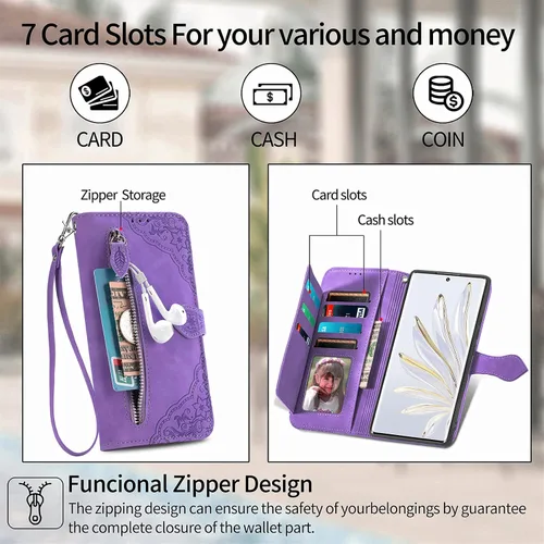 Vista 2 de Funda compatible con Xiaomi Poco X3 GT, cartera con cremallera, compatible con Redmi Note 10 Pro (China) 5G de piel sintética con cierre magnético