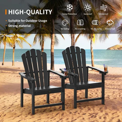 Vista 4 de VINGLI Silla Adirondack plegable de plástico con soporte para tazas, material HDPE 100% reciclable, cómoda capacidad de peso de 380 libras