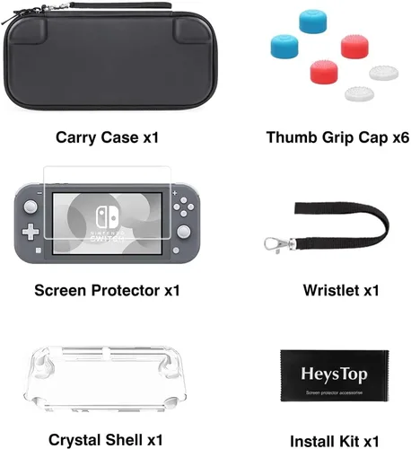 Vista 7 de HEYSTOP Switch Lite - Funda con protector de pantalla HD 8 tarjetas de juego tapas de agarre para el pulgar funda protectora para Nintendo Switch