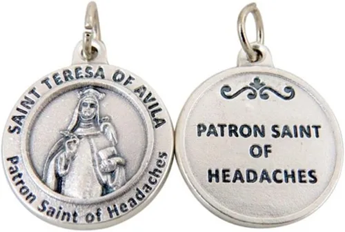 Vista 17 de Medalla de santos católicos con base de alpaca, con inscripción de oración de protección, 3/4 pulgadas.