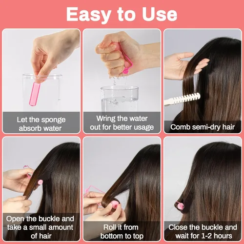 Vista 3 de MAQIHAN 56 rodillos de espuma para el cabello, rodillos de esponja de 0.59 pulgadas para rizadores de cabello sin calor para cabello corto/largo