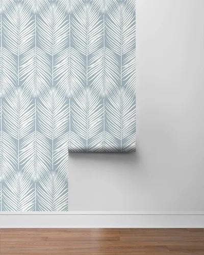 Vista 5 de Palm Silhouette Coastal Papel pintado prepegado (azul claro)