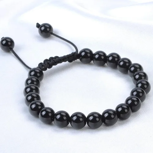 Vista 3 de Massive Beads - Pulsera de cuentas de cristales de macramé con poder curativo natural, unisex, ajustable, 516 pulgadas (8 mm)