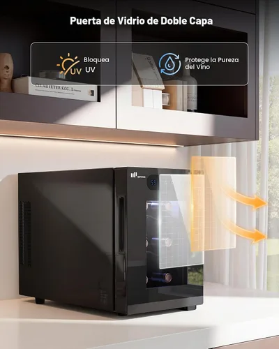 Vista 5 de Upstreman Refrigerador de vino pequeño de 6 botellas, refrigerador de vino