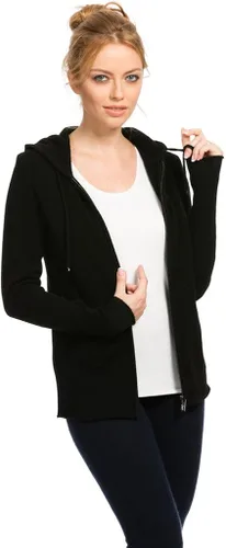 Vista 4 de Citizen Cashmere Women's Wool Zip Hoodie 100% Tibetan Yak Wool Long Sleeve Front Pockets Drawstring Womens Light Brown