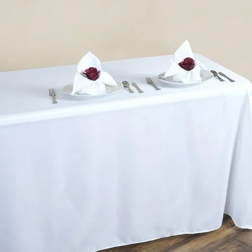 Vista 5 de Tableclothsfactory Manteles rectangulares de poliéster de esquina redonda 90 "x 132" - Negro