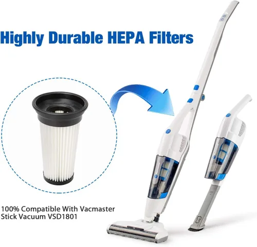 Vista 5 de Vacmaster 2 filtros HEPA lavables y reutilizables de repuesto para aspiradora de palo, compatible con los modelos VSD1801 y VSD1001