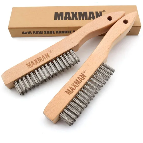 Vista 8 de MAXMAN Cepillo de latón, juego de 2 cepillos de alambre de latón resistente, cepillo de metal, cepillos de alambre para limpiar el óxido con mango