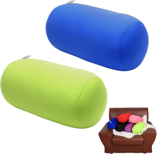 Vista 10 de ASkinds 2 almohadas cilíndricas cómodas de rollo de microperlas Jelly Bean Bed Pillow Tube Pillow Cojín para cabeza, cuello, soporte de espalda