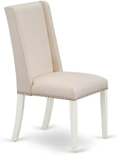 Vista 6 de East West Furniture HLFL3-LWH-01 Juego de mesa de comedor de 3 piezas contiene una mesa de cocina redonda con pedestal y 2 sillas de comedor Parson