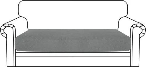 Vista 97 de YEMYHOM Funda de cojín para sofá, funda de cojín de asiento de alta elasticidad, tela jacquard geométrica de felpa, protector de sofá antideslizante