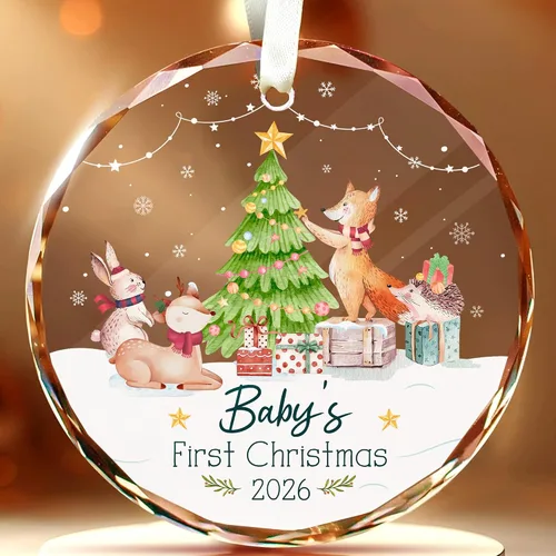 Vista 11 de Ornamento de Vidrio para el 50º Aniversario de Bodas – Elegante Decoración de Árbol de Navidad de Vidrio Transparente y Regalo Conmemorativo