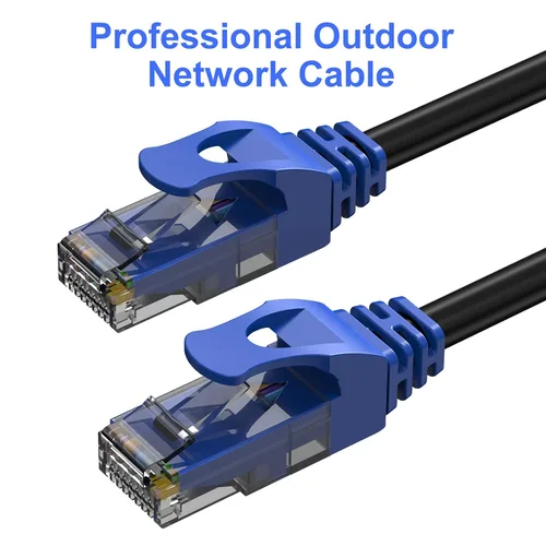 Vista 2 de Cable Ethernet Cat6 para exteriores de 20 pies, enterrado, enterramiento directo resistente, cable de conexión CCA de 24 AWG, PoE, UTP, impermeable