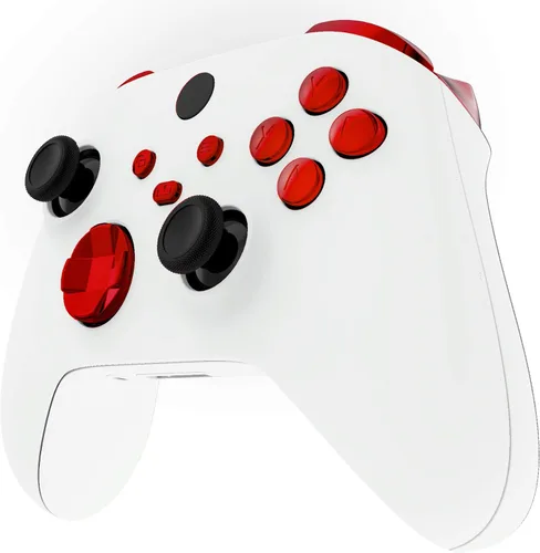 Vista 5 de eXtremeRate Replacement Buttons for Xbox Core Wireless Controller, Chrome Red Glossy Custom LB RB LT RT Bumpers Trigers Dpad ABXY Start Back Sync