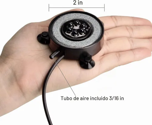 Vista 5 de NICREW Disco de Piedra de Aire LED Multicolor para Acuario, Burbujeador Redondo para Tanque de Peces con LED que Cambian de Color Automáticamente