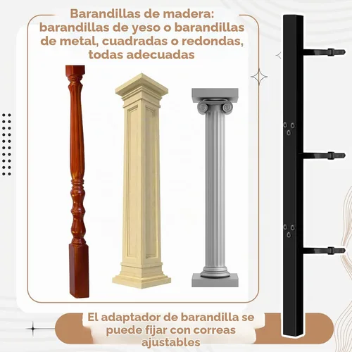 Vista 5 de Chunful Kit adaptador universal para barandilla para puerta de bebé, color Negro