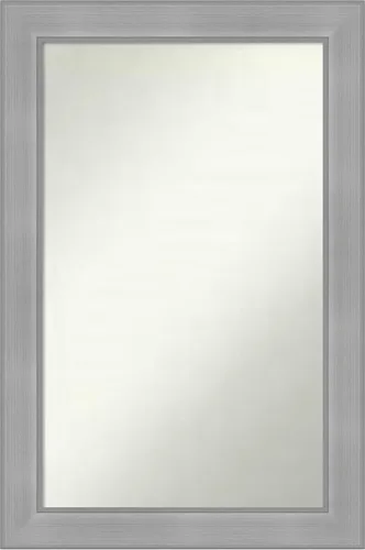 Vista 14 de Amanti Art Espejo de baño plateado para sobre el fregadero, 24 x 24 pulgadas, espejo cuadrado de peltre forjado a medida, marco de madera casual