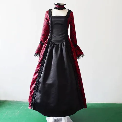 Vista 7 de SHOPESSA Disfraces de Halloween para mujer, vestido victoriano, vestido de baile para mujer, retro, medieval, renacentista, hasta el suelo, ropa