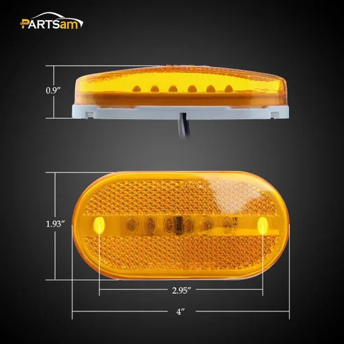 Vista 4 de Partsam 10 luces rectangulares de 4 pulgadas para remolque RV con 6 luces LED laterales con lente reflejo [certificado DOT] montaje en superficie