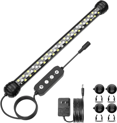 Vista 9 de SEAOURA Luz LED para acuario con temporizador, luz sumergible para plantas de acuario, luz de tanque de peces con encendido/apagado automático, 3