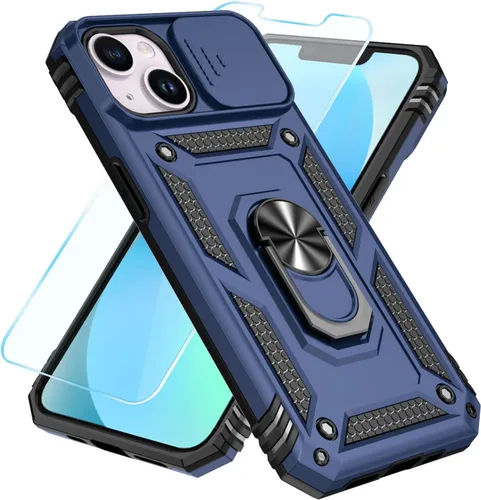 Vista 42 de SunStory Funda compatible con iPhone 12 Pro Max con protector de pantalla HD, cubierta de cámara deslizante y soporte de anillo giratorio